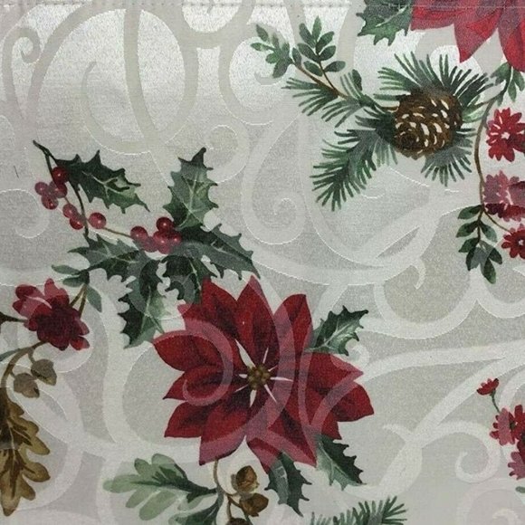 NEW 60" x 84" OBLONG Fabric Tablecloth FOOD NETWORK Christmas Winter Juniper - Picture 2 of 9